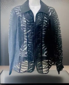 Wear It Vintage Damen 1X Neu mit Etikett — Jacke Blazer Übergröße 1 schwarz transparentes Muster - Bild 1 von 6