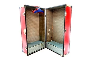 1940's HERCULEAN Hard Fibre Doll Steamer Trunk Box 22" Long Union Pacific in RED - Picture 1 of 21