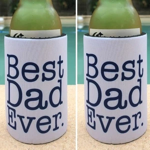 (1x2) PAIR OF BEST DAD EVER Fathers Day Drink Can Holder Stubby Stubbie Beer - Picture 1 of 4