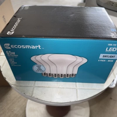 6 EcoSmart 65W Equivalent Daylight White BR30 Dimmable LED Light Bulb 65 Watt - Image 1 of 2