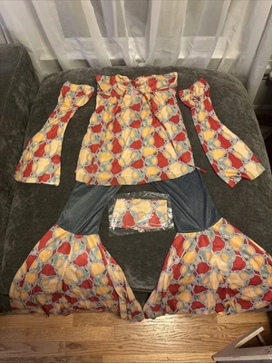 Disfraz Smiffys Mujer Vintage Hippy Años 70 Hippie Disco Retro Flor Mediano 381 Foto 1 de 2