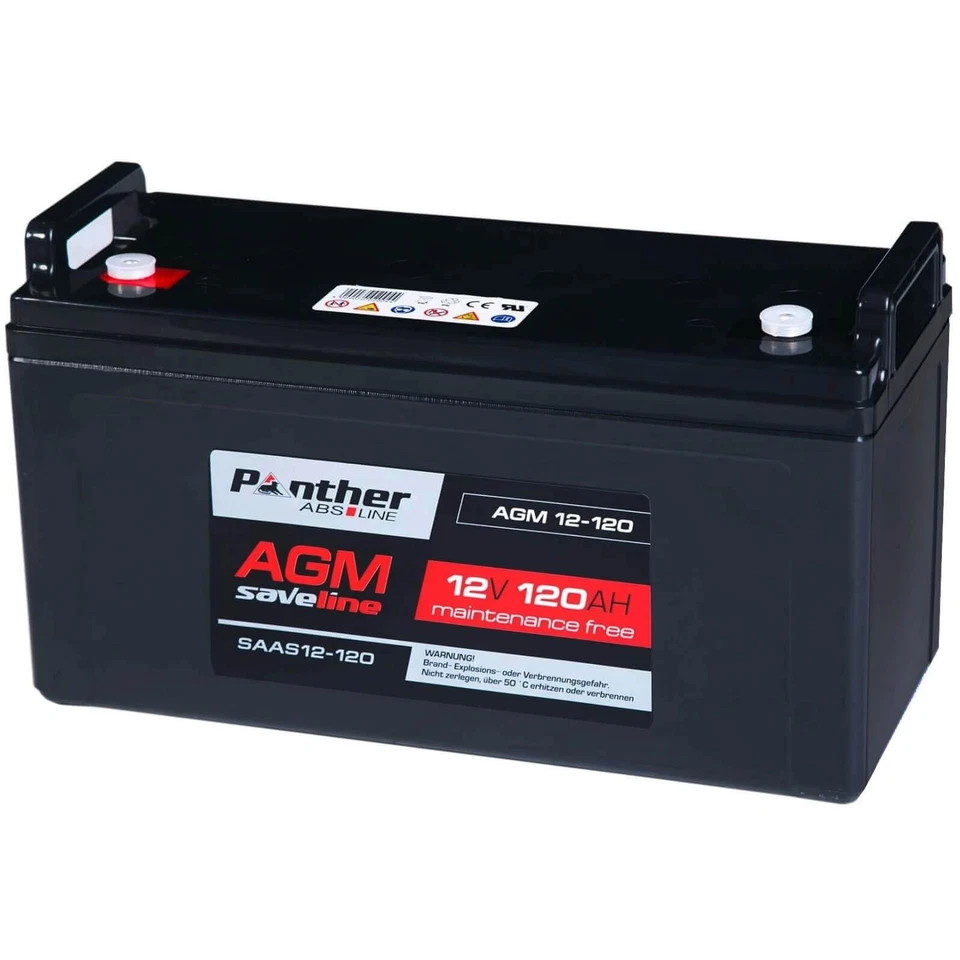 Panther AGM Bleiakku 120Ah 12V Akku Batterie statt Gelakku 100Ah 110Ah 115Ah - Bild 1 von 1