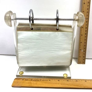 Vintage Clear Acrylic 4x6 Photo Holder With Metal Rings & Base For Display C193 - Picture 1 of 4