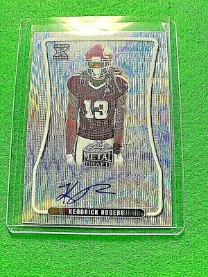 KENDRICK ROGERS JERSEY#13 SP#/50 TEXAS AUTO 2020 Leaf Metal Draft Football SP   - Image 1 of 4