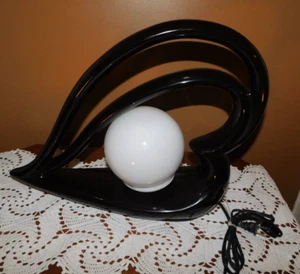 Vintage MCM Limelight Black Ceramic Working Electric Lamp Canada - Picture 1 of 11