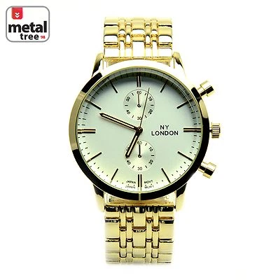 Men's 14K Gold Plated  Analog Stainless Steel Back / Metal Band Watches 9456 G - Image 1 of 4