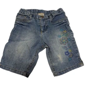 Arizona Jean Co Girls' 4T Blue Denim Shorts Floral Embroidery Summer - Picture 1 of 7