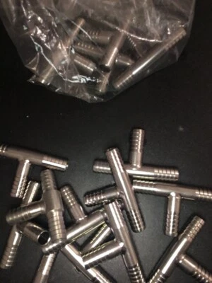 3/8 INCH STAINLESS STEEL BARBED (T ) FITTINGS /BAG OF #15 - Image 1 of 3