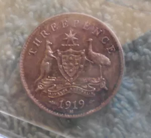#BK. QUALITY 1919 M AUSTRALIAN STERLING SILVER THREEPENCE COIN WITH CERTIFICATE - Bild 1 von 6