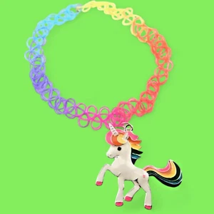 12pc wholesale lot RAINBOW UNICORN stretch choker pony pendant necklace Z4 - Picture 1 of 5