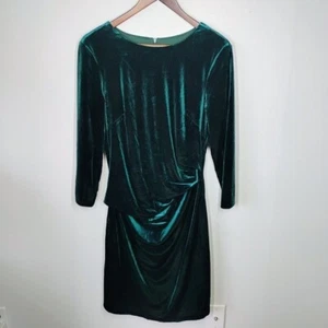 Vestido Vaina Vince Camuto Terciopelo Acanalado Para Mujer 12 Verde Esmeralda Cóctel Fiesta - Imagen 1 de 11