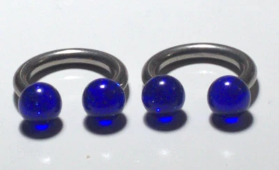 2 8g 5/8 Shiny Blue 8mm Ball Horseshoes Rings Surgical Steel 316L Pubic PA Lorum - Image 1 of 3