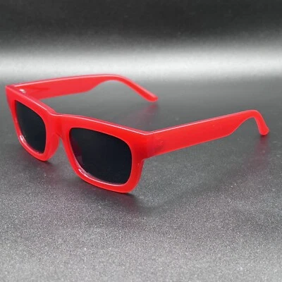H&M Retro Rectangular Sunglasses Red Opaque Used - Image 1 of 4