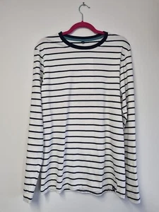 BRAKEBURN Men's Medium Navy Striped Top T-Shirt 100% Cotton Sample Product NEW - Imagen 1 de 6