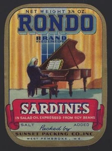 Rondo Sardines Can Label West Pembroke, Maine Vintage - Picture 1 of 2