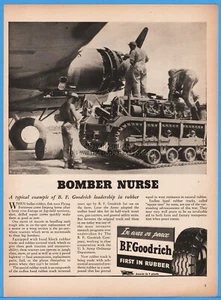 1944 BF Goodrich Tire WWII Boeing B-17 Flying Fortress Bomber Nurse Photo Ad - Picture 1 of 2
