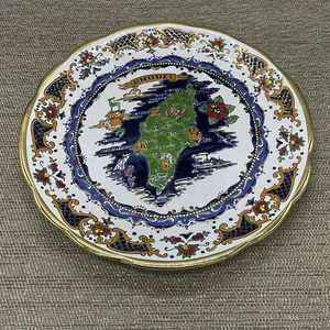Faros Keramik Paradissi Rhodes Greece Map Pottery Wall Plate 9.5” Handmade - Picture 1 of 7