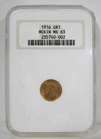1916 Gold McKinley Dollar NGC MS63 Cover