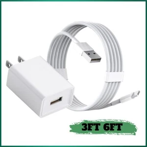 USB Wall Charger Block + Fast Charging Cable For iPhone 6 7 8 XR 11 12 13 14 Lot - Picture 1 of 14