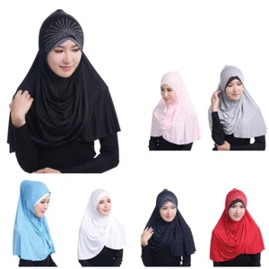 Muslim Women Hijab Full Cover Long Scarf Islamic Amira Headwrap Shawls - Bild 1 von 19