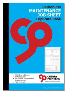 Hoja de trabajo de mantenimiento Cherry NCR libro triplicado A4 (210 mm x 297 mm) 50 juegos - Imagen 1 de 4