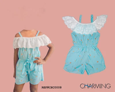 Vestido sem mangas infantil menina saia com lase design estampado viscose verão  - Imagem 1 de 2