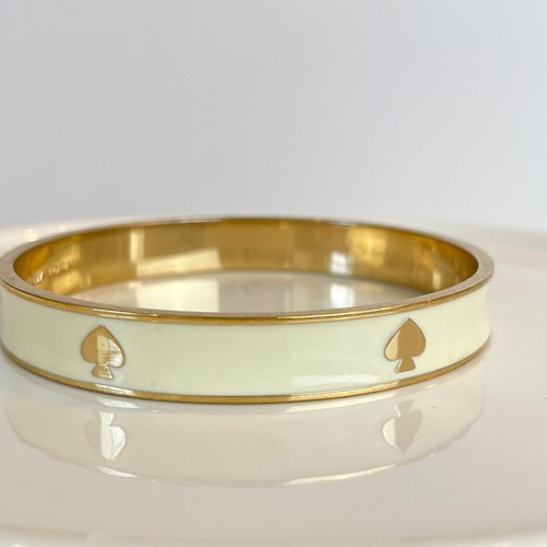 OFF WHITE Bracciale Kate Spade Bracciale Off Smalto Bianco Piatto Oro Giallo Logo Designer