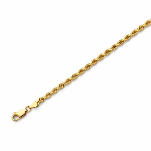 14k Solid Gold Rope Chain Diamond Cut Necklace 1.5MM 2.0MM 2.5MM 3.0MM - Picture 1 of 27