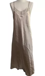 Y2K intimate essentials gold Maxi satin nightgown slip dress sz m - Picture 1 of 6