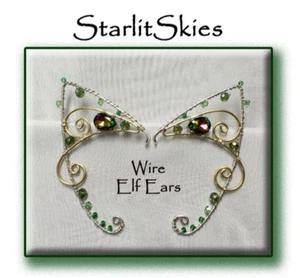 Draht Elfe Ear Cuff, Sterlingsilber, Messing und Vitrail Swarovski Kristalle, - Bild 1 von 5