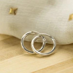 Elegant Classic Design 935 Argentium Silver Wedding & Party Hoop Men's Earrings - Picture 1 of 7