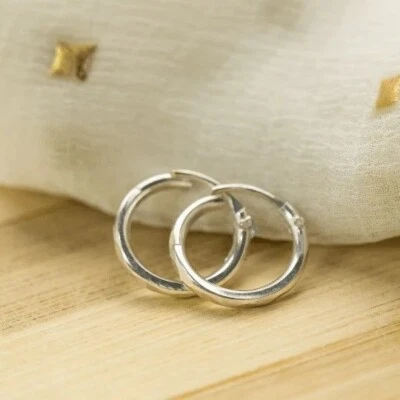 Elegant Classic Design 935 Argentium Silver Wedding & Party Hoop Men's Earrings - Image 1 of 4