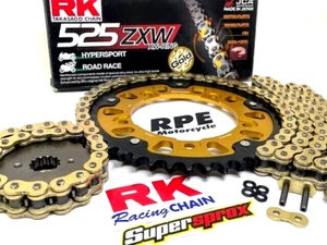 2007-08  GSXR1000 Supersprox RK 525ZXW QA -1t Gold Racing Chain and Sprocket Kit - Foto 1 di 6