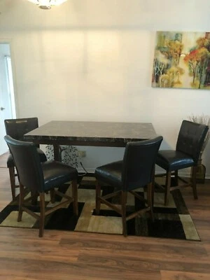 Dining Table (38" W x 60" L x 36" H) with 4 Chairs, Barely Used - Warm Brown - Image 1 of 4