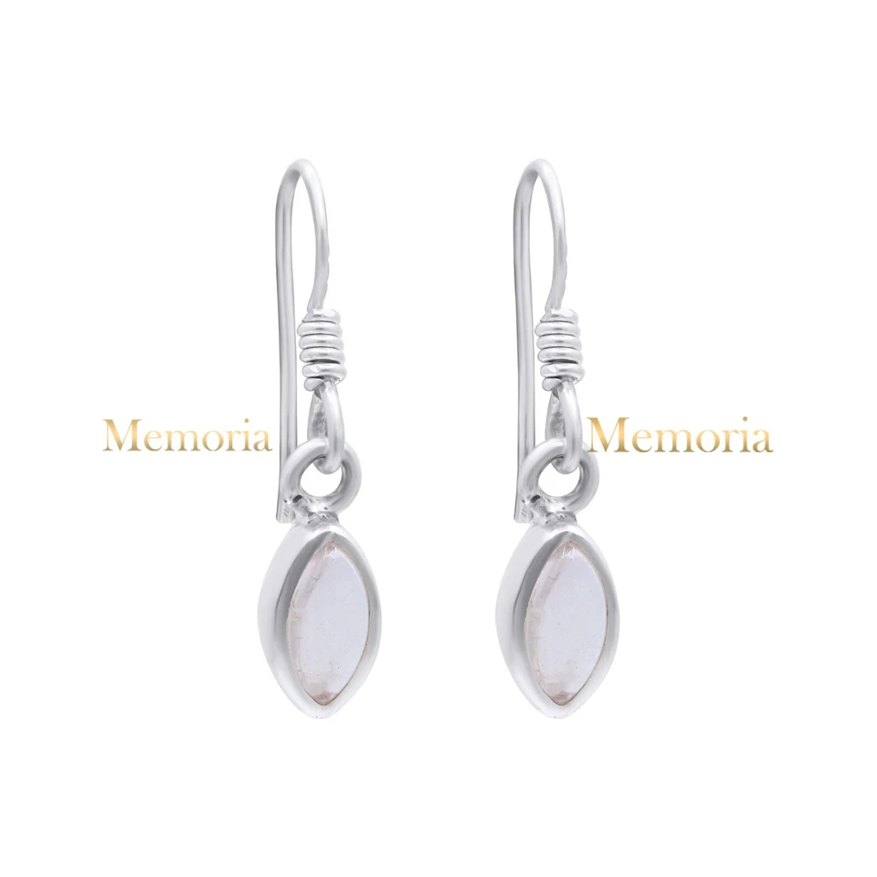 Pendientes de piedras preciosas de cuarzo rosa natural joyería de plata maciza 925 Foto 1 de 1