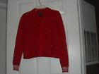 Berek Red Zipper Front Sweater/ Embezzled Starburst Designs With Sequins Size -M