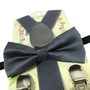 Suspender + Bow Tie Matching Set Toddler Kids Boys Girls Baby Wedding (USA) - Picture 1 of 74