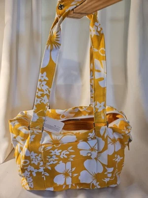 Vtg Liz Claiborne Accessories Shoulder Bag/Tote Retired White & Yellow Hibiscus  - Image 1 of 4