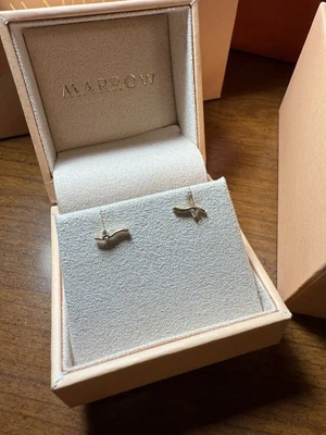 Marrow Fine Small Floating Studs 14k And Diamonds Rare No longer Made Exec Cond - Image 1 of 4