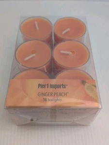 Velas Pier One Imports TeaLight jengibre melocotón 18 nuevas en paquete descontinuadas - Imagen 1 de 3