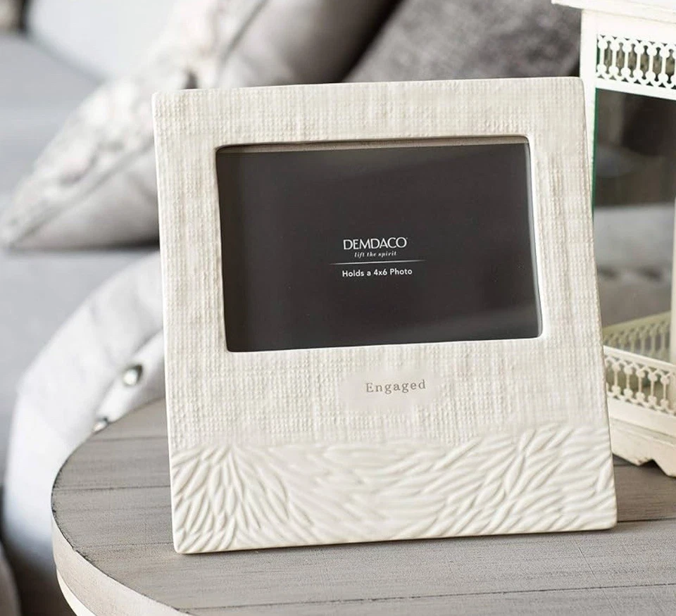Engaged White Picture Frame Holds 4X6 Photo Engagement Present - Image 1 of 4