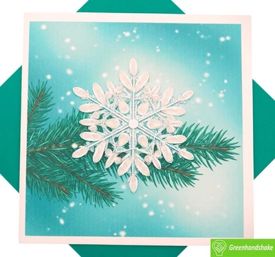 Merry Snowflake Quilling Greeting Card - Unique Handmade Art - Image 1 of 4