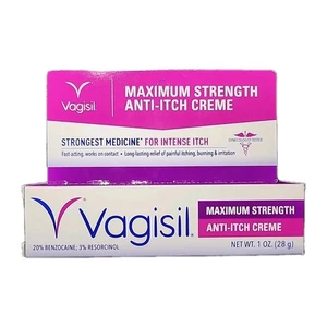 Vagisil Maximum Strength Feminine Anti-Itch Cream with Benzocaine, 1 OZ (2-Pack) - Picture 1 of 2