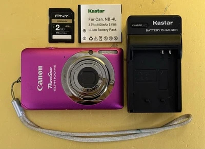 CANON PowerShotT ELPH 100 HS Digital Camera Pink 12.1 MP 4X Zoom With Extras! - Image 1 of 4