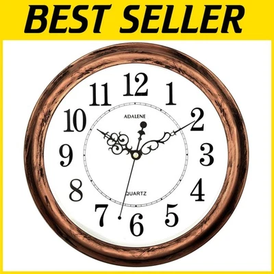 Retro 13-Inch Silent Wall Clock with Bronze Frame - Perfect for Home & Office - Image 1 of 4