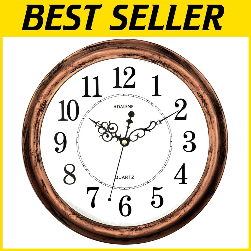 Wall Clock Adalene 13 Inch Large Non Ticking Silent Decorative Battery Operated
