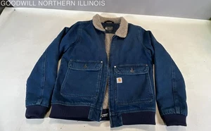 Carhartt Women's Beech Blue Denim Relaxed Fit Sherpa Lined OJ5446-W Jacket Sz S - Picture 1 of 6