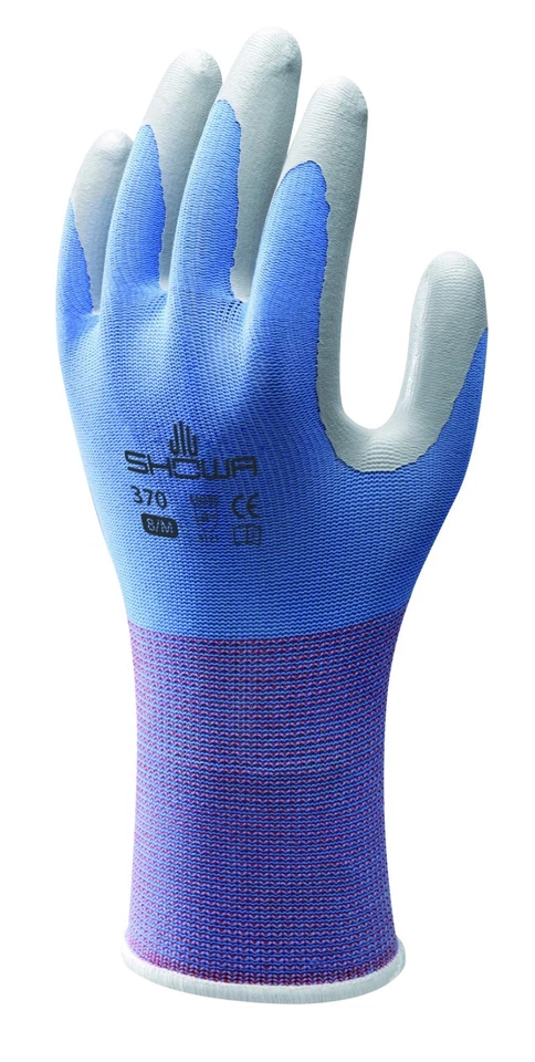 Showa 370 Guanti da Giardinaggio – Guanti da Lavoro Grip in Nitrile Blu, Verde, Rosa, Viola