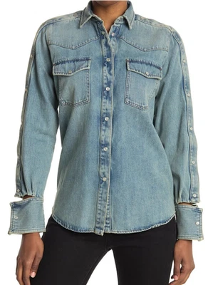 NUEVO CON ETIQUETAS Camisa Denim Valentino Western Streetwear Manga Botón a Presión EE. UU. 2/IT38 Foto 1 de 4