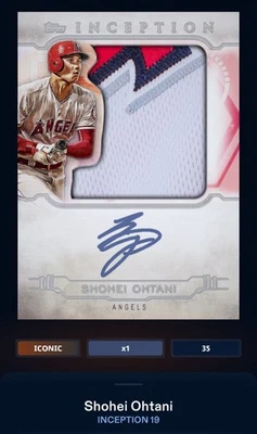 Tarjeta digital Topps Bunt Inception Shohei Ohtani Signature Jumbo Patch CC 19 2019 Foto 1 de 4